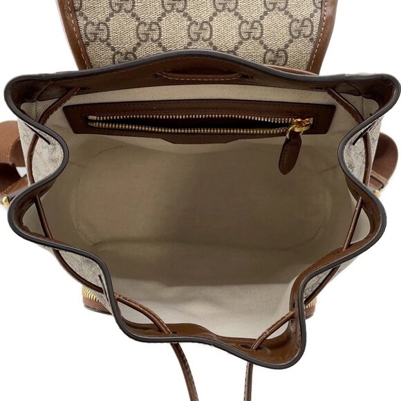 GUCCI Interlocking G GG Supreme Backpack PVC/Leather Beige/Brown 674147 - Picture 9 of 14
